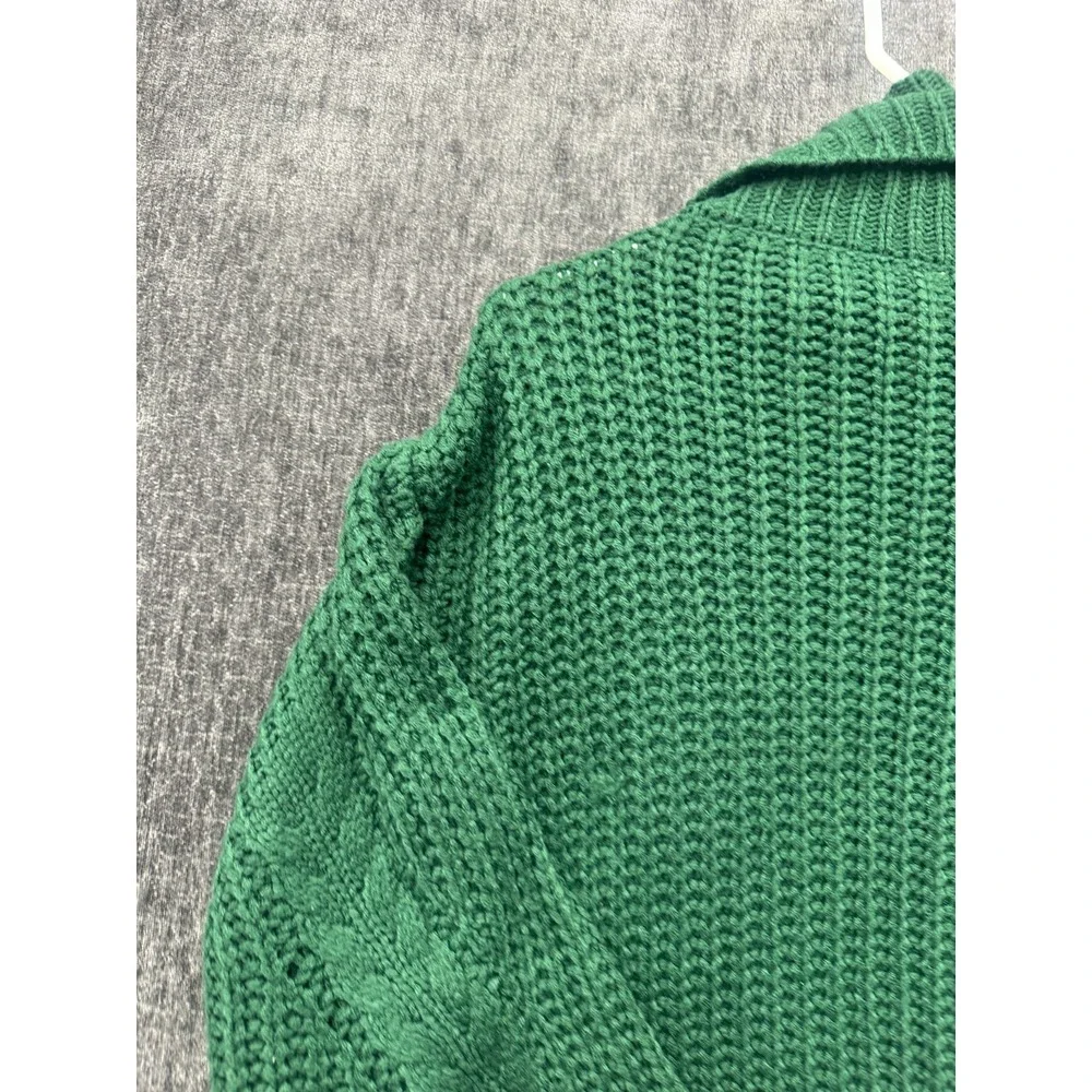 Allison Joy Sweater‎ Womens Medium Green Acrylic Cable Knit Ribbed Turtleneck
